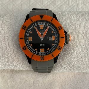 Vibrant Orange and Gray Swim Watch with Luminous Markers